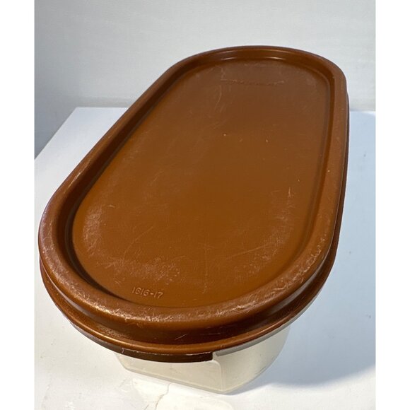 Tupperware 1611 Modular Mates Clear OVAL 1 Storage Container Base 2 Cup Brown - Picture 2 of 7